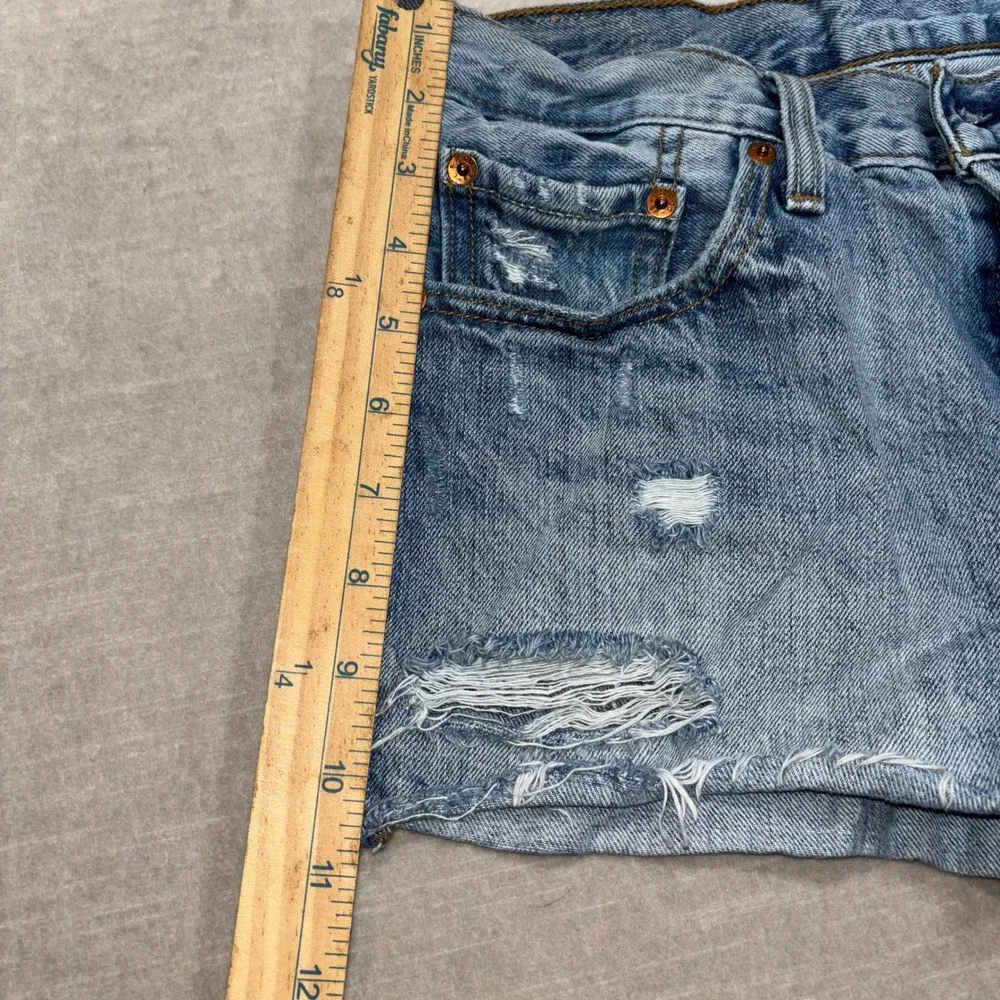 Levi Strauss 501 Denim Cut‎ Off Jean Shorts Button Fly Distressed Womens W27 - Picture 5 of 10